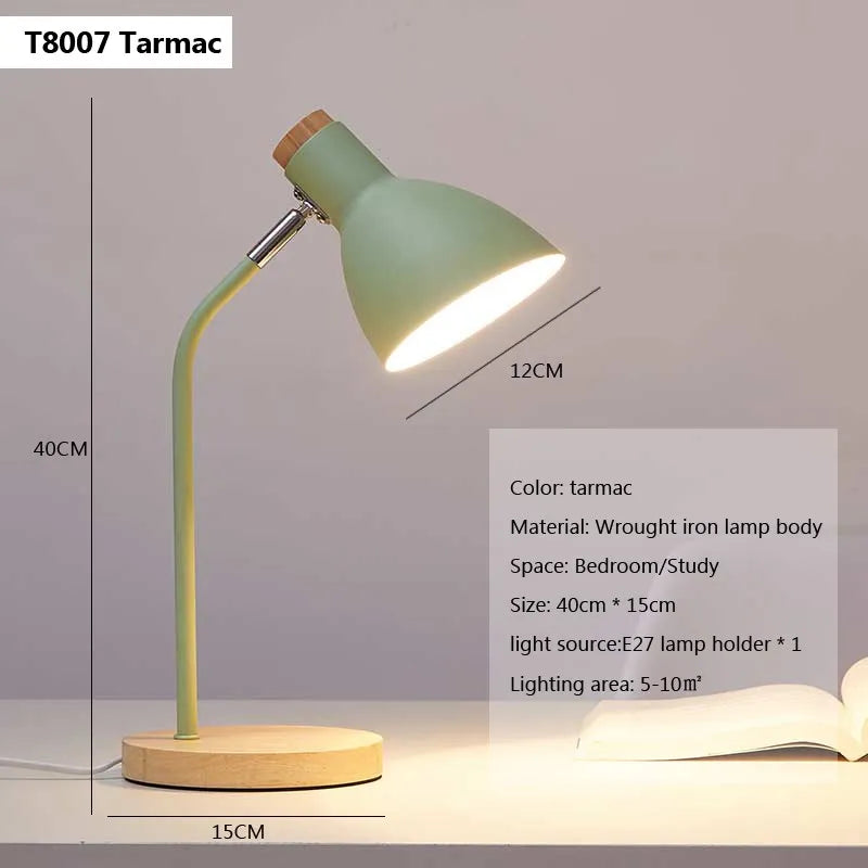 Wood Creative Table Lamp Nordic Flex Desk Light Art Simple LED E27 Lights/Eye Protection Reading&Living Room Bedroom Home Decor