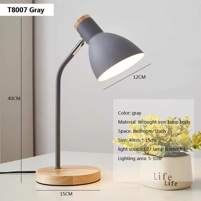 Wood Creative Table Lamp Nordic Flex Desk Light Art Simple LED E27 Lights/Eye Protection Reading&Living Room Bedroom Home Decor
