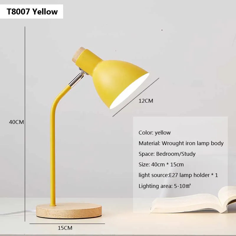 Wood Creative Table Lamp Nordic Flex Desk Light Art Simple LED E27 Lights/Eye Protection Reading&Living Room Bedroom Home Decor