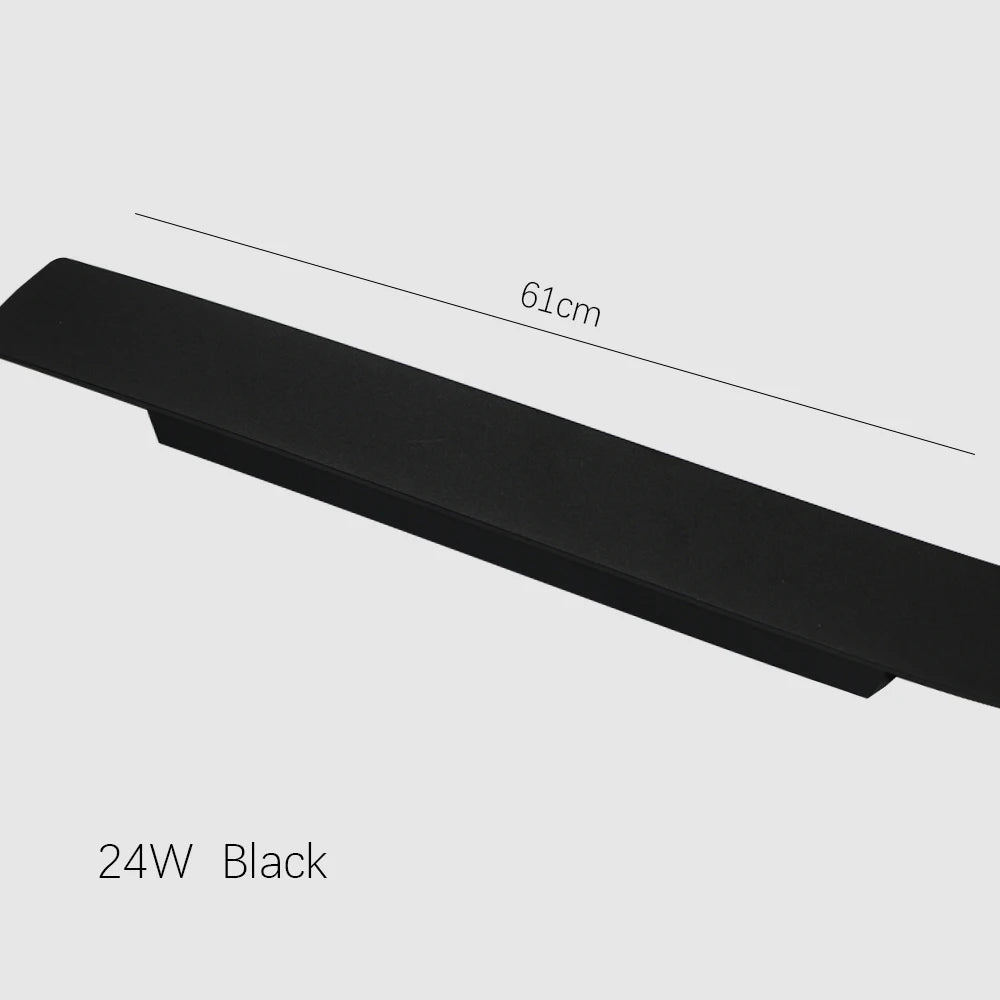 LED Wall Lamps Indoor Strip Aluminum Wall Lights 6W 18W 24W LED Black White Wall Lamp Bedroom Living Room Background Fixtures