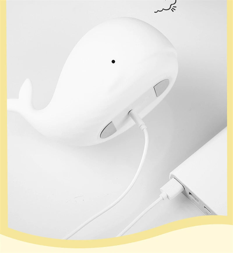 Soft Silicone Cartoon Whale Night Light For Children Room Decor USB Rechargeable Kids Bedroom Sleep Lamp Dropshipping