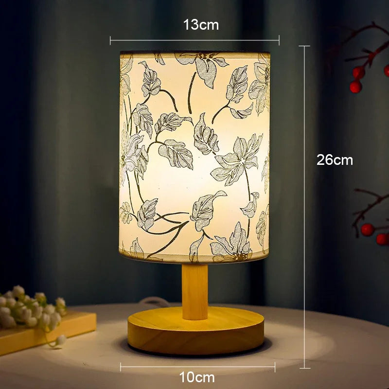 LED Table Lamps Decoration Plum Blossom Desk Dimmable EU Plug Night Light Chinese Style Fabric Simple  Bedroom Bedside Lights