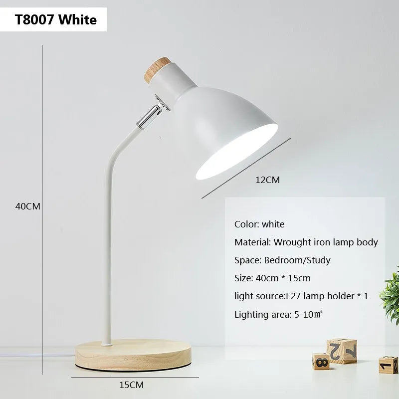 Wood Creative Table Lamp Nordic Flex Desk Light Art Simple LED E27 Lights/Eye Protection Reading&Living Room Bedroom Home Decor