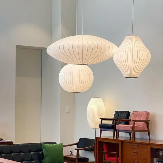 Wabi Sabi Fabric Restaurant Living Room Pendant Chandelier Light Bar Hotel Dining Room Staircase Decoration Hanging Pendant Lamp