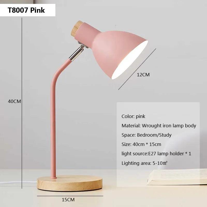 Wood Creative Table Lamp Nordic Flex Desk Light Art Simple LED E27 Lights/Eye Protection Reading&Living Room Bedroom Home Decor