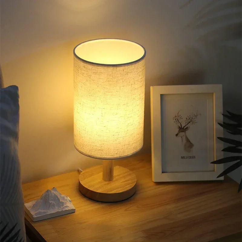 Retro Style LED Table Lamps Simple Style Decoration Table Lamps Dimmable USB Plug Fabric Lamp Shade Bedsides Bedroom Night Light