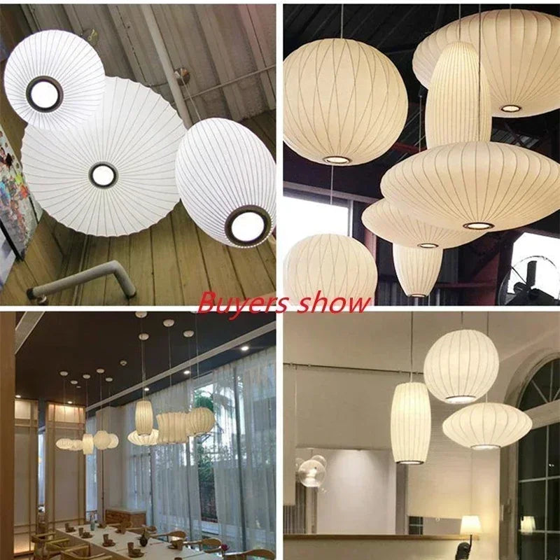 Wabi Sabi Fabric Restaurant Living Room Pendant Chandelier Light Bar Hotel Dining Room Staircase Decoration Hanging Pendant Lamp