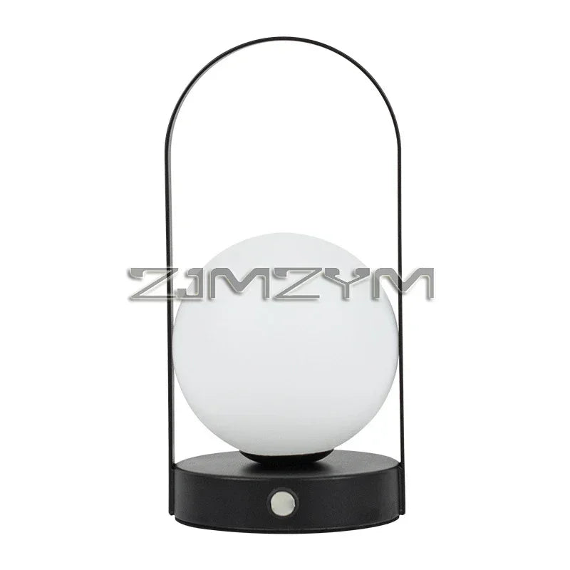 Portable Outdoor Hanging Metal Table Lamp Dimmable Wireless Table Lamp Rechargeable Bedroom Bedside Night Light